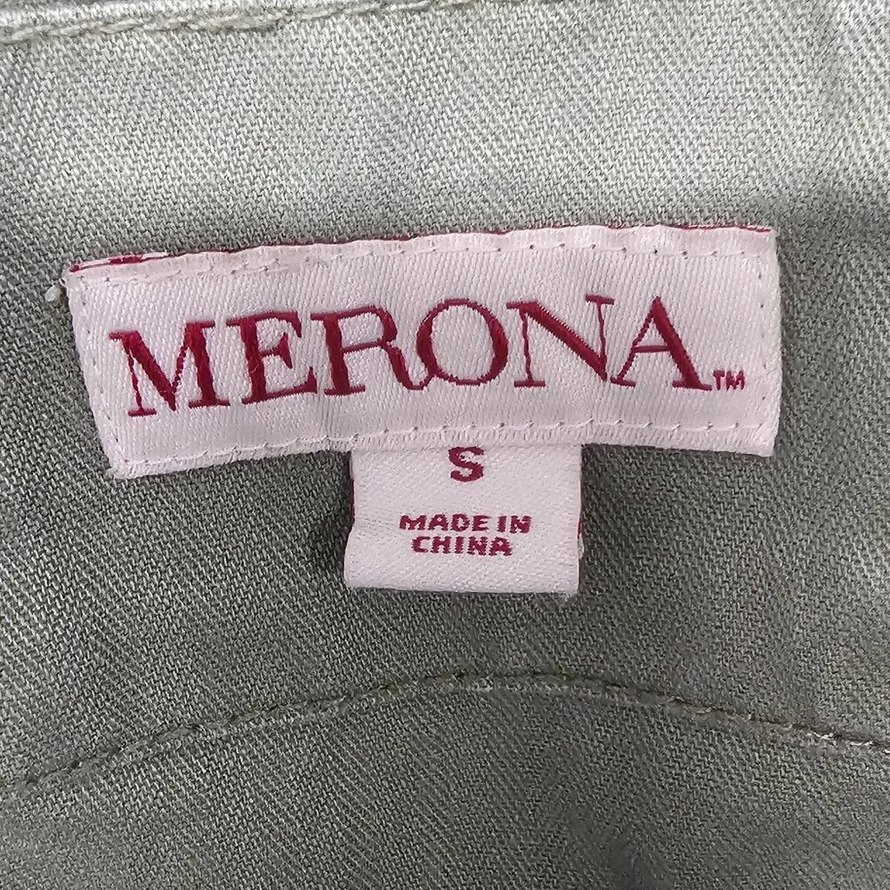 Merona Vest Olive Green Utility Gorpcore Zip Hiking Military Punk S - Picture 10 of 12